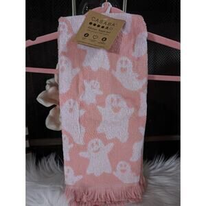 Casaba Pink Halloween Ghost Kitchen Dish Towel Set NWT Boo | Fringe